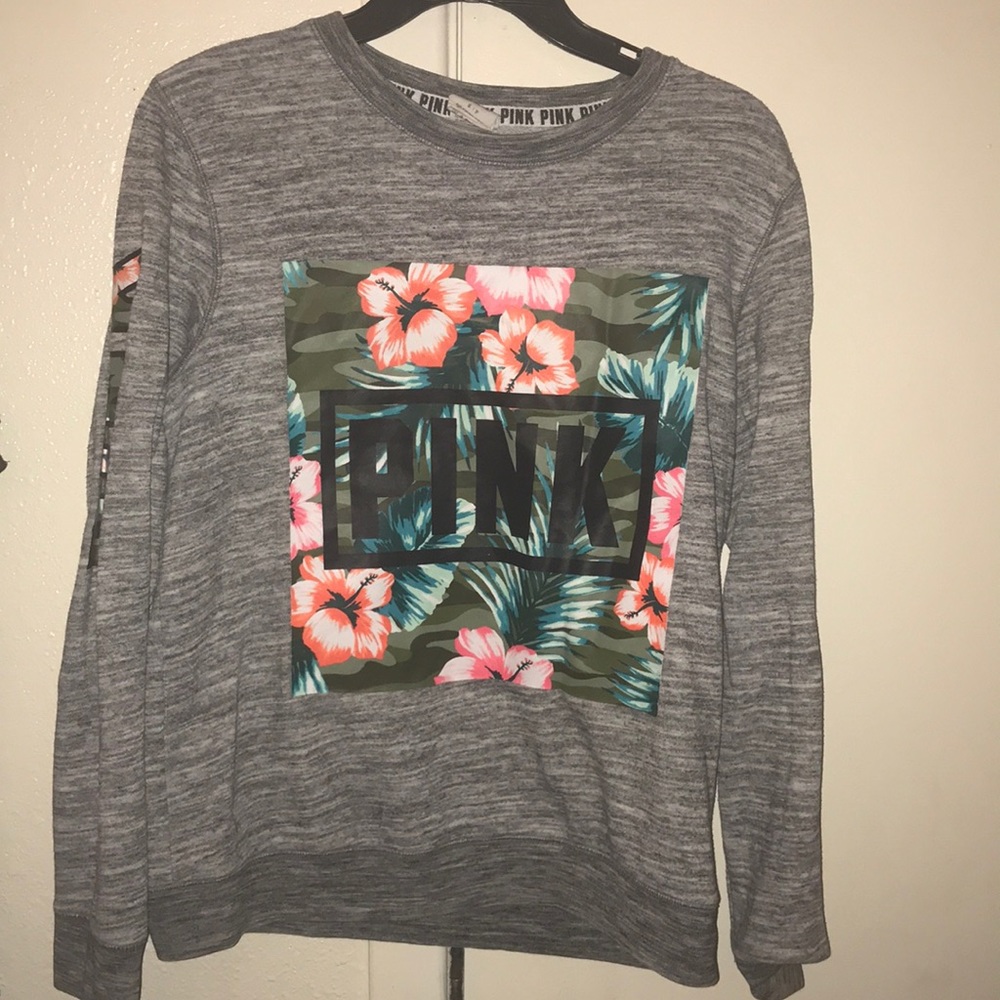 Grey PINK Tropical Sweatshirt